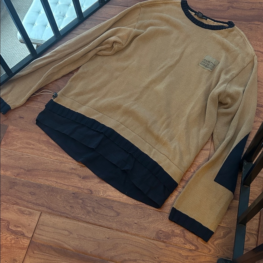 Marithe + Francis Girbaud Vintage Layered Knit Oversized Sweater Patch Bungee